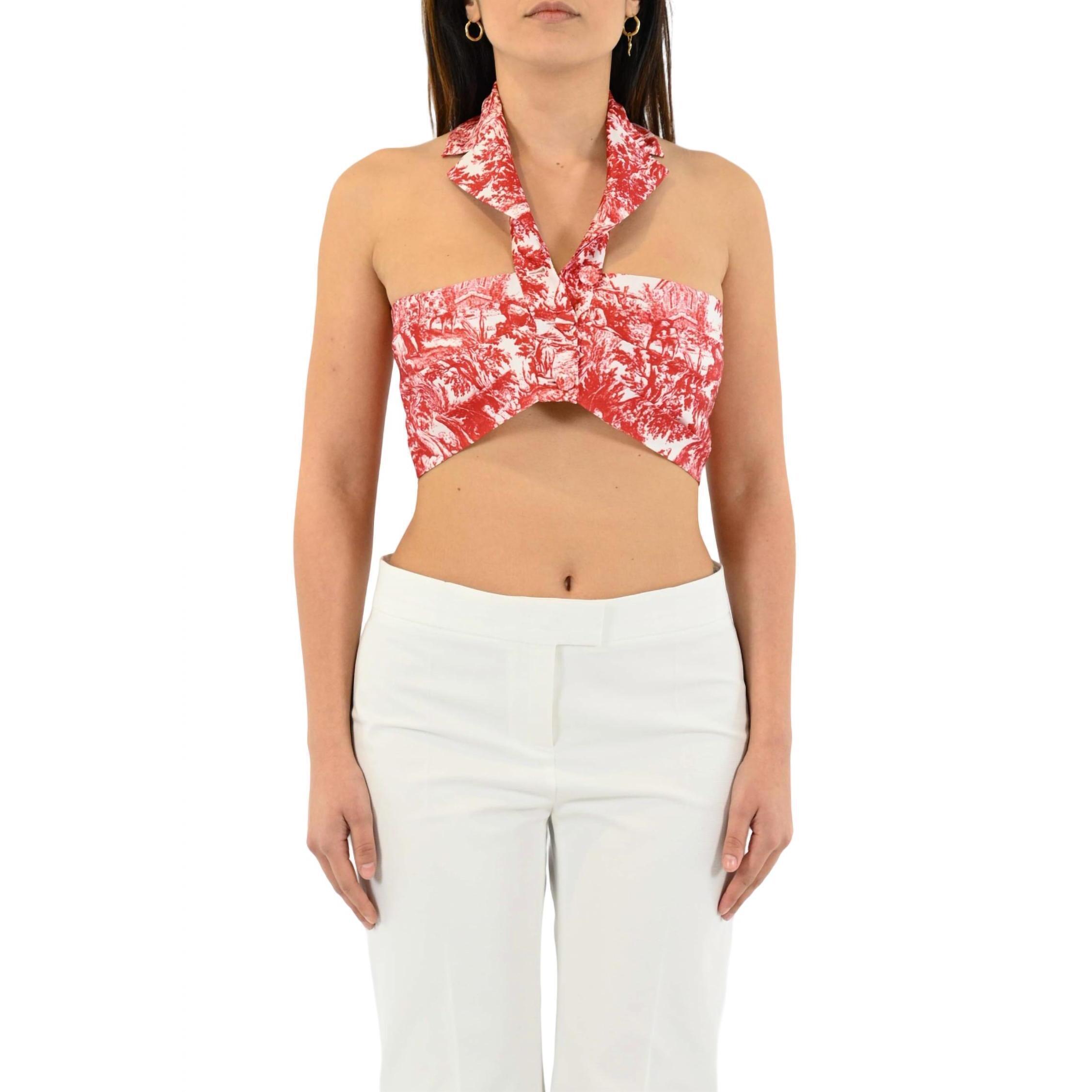 New Philosophy Di Lorenzo Serafini Toile De Jouy Radzmir Crop Top In Red-White